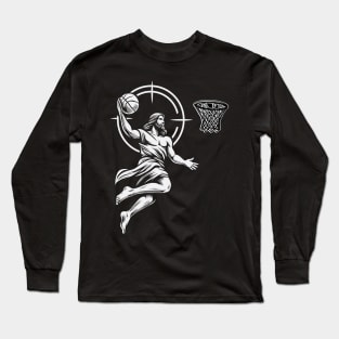 Funny Basketball Retro Jesus Player Long Sleeve T-Shirt